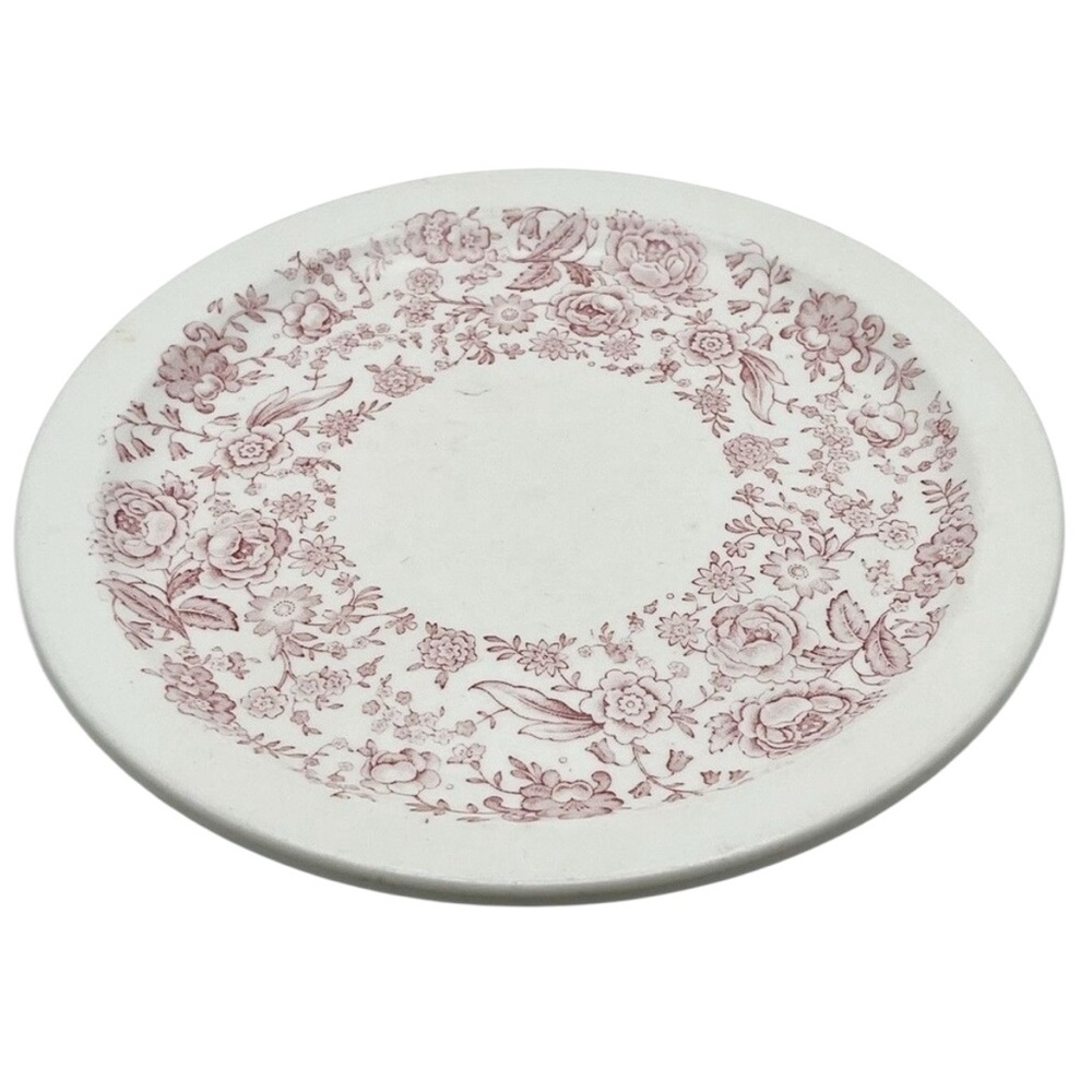 Vintage Sterling China 9.5” Dinner Plate Pink Floral USA 1950s Restaurant Ware